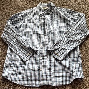 Duluth Trading Co Blue and White Checkered Shirt